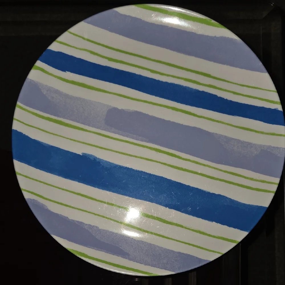 Sur La Table Striped Blue and Green Plates